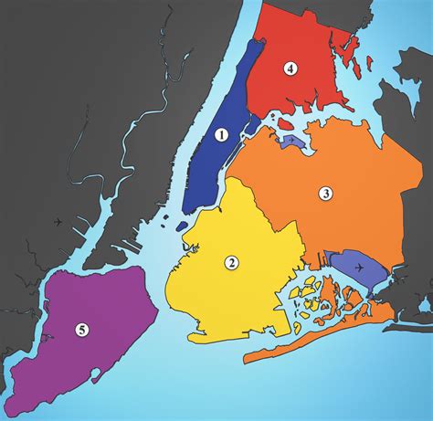 5 borroughs of nyc|Boroughs of New York City .